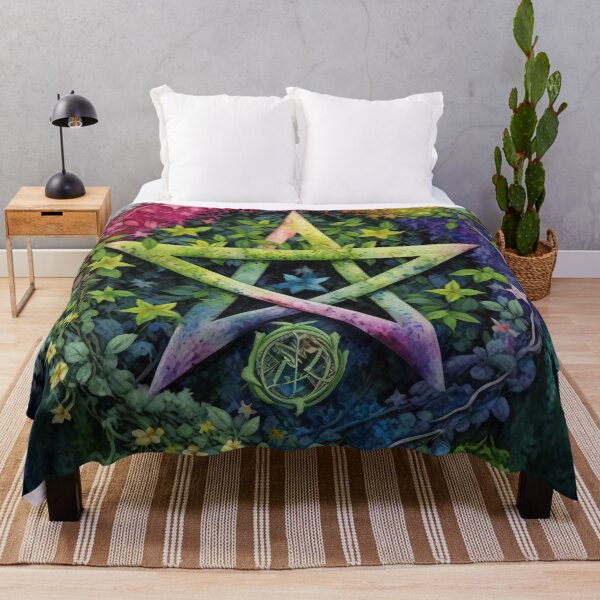 Item preview, Pagan Botanical Pentacle - Wiccan Gothic Colorful Pentagram designed and sold by MoonBohemian.