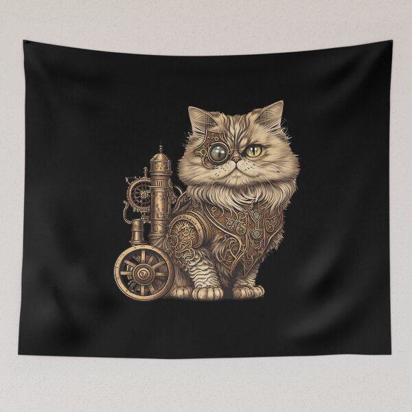 Item preview, Steampunk Persian Cat Fantasy illustration designed and sold by Gerald Waters.