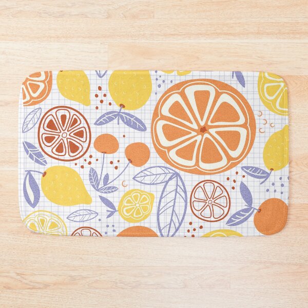 Item preview, Citrus fruits on a checkerboard - orange, yellow, violet designed and sold by Arubi-Art.