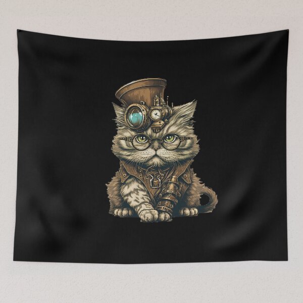Item preview, Steampunk Persian Cat Fantasy illustration designed and sold by Gerald Waters.