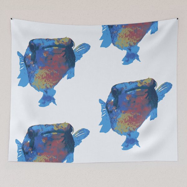 Item preview, puffer fish blue porcupinefish designed and sold by MiraNomegusta.