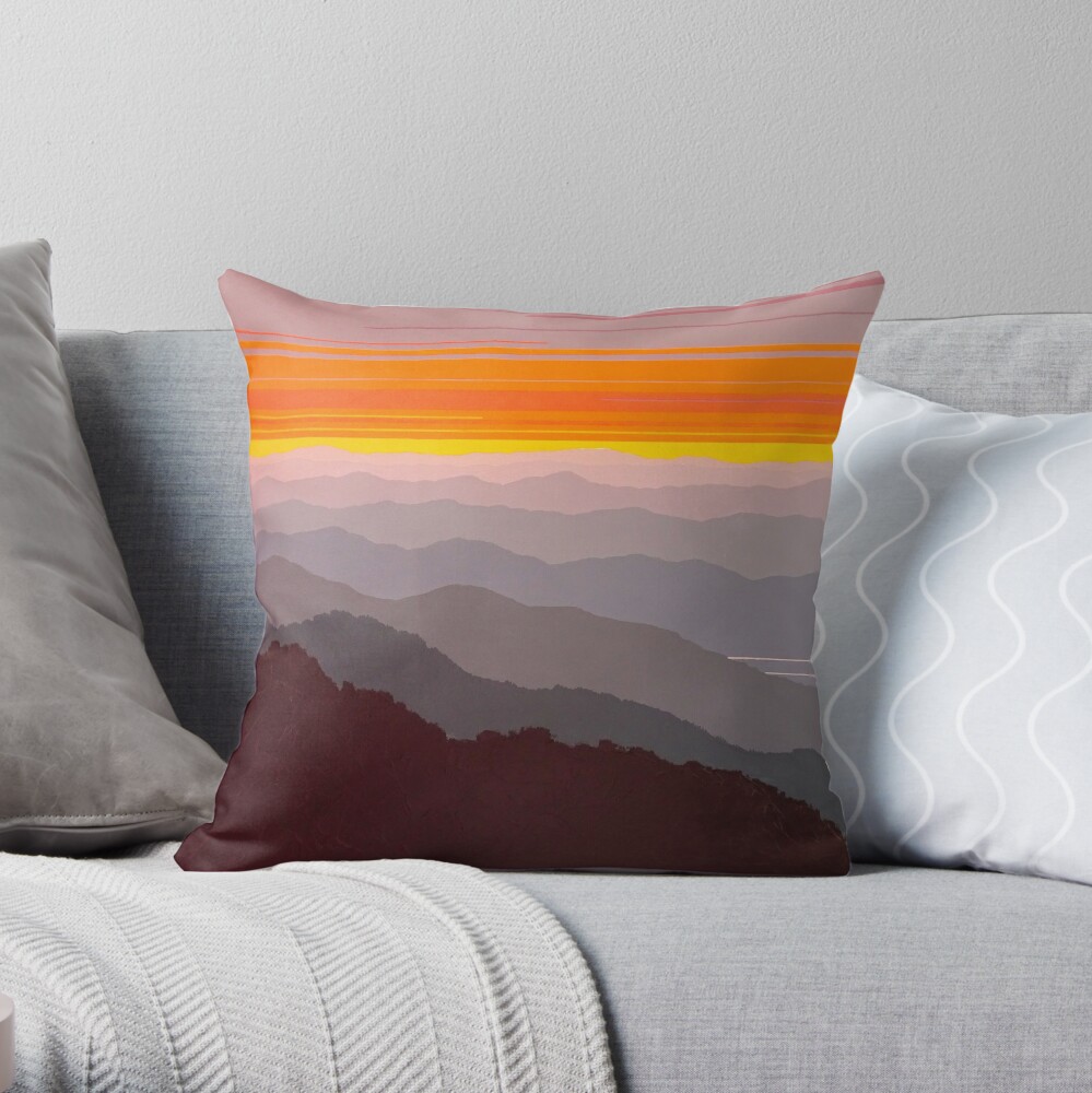 "Misty Mountain Morning" #97 Throw Pillow