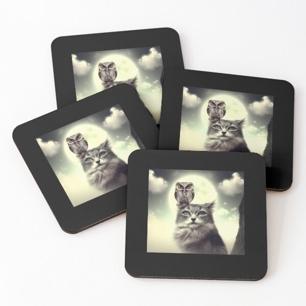 Item preview, a cat and an owl t-shirt designed and sold by shirtkosa.