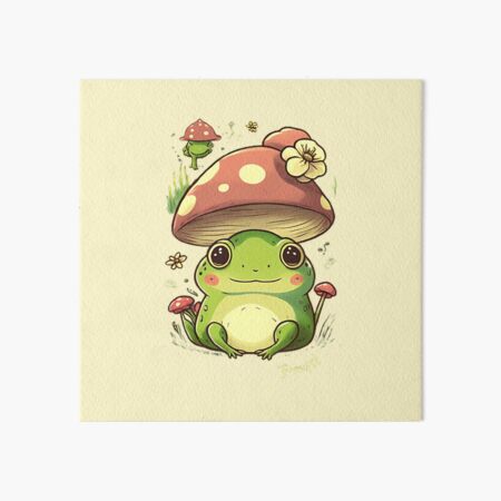 Watercolor Vintage Cute Floral Frog on a Mushroom Bundle By