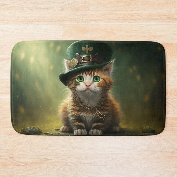 Item preview, St patriks day cat gold green hat designed and sold by NxtGenArt.