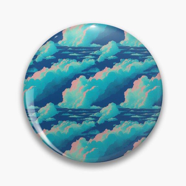Artikelvorschau, Retrowave Cloudy Sky in Blue and Pink - Online Cyberpunk Vector Landscape entworfen und verkauft von Fine Prints.