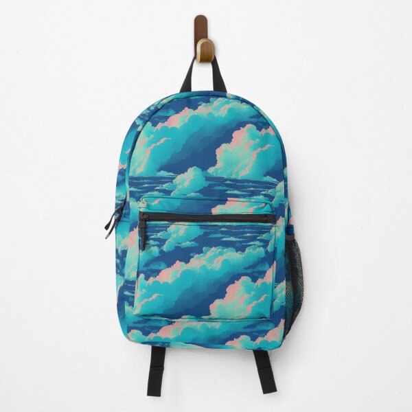 Item preview, Retrowave Cloudy Sky in Blue and Pink - Online Cyberpunk Vector Landscape designed and sold by Fine Prints.
