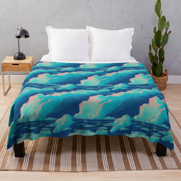 Item preview, Retrowave Cloudy Sky in Blue and Pink - Online Cyberpunk Vector Landscape designed and sold by Fine Prints.