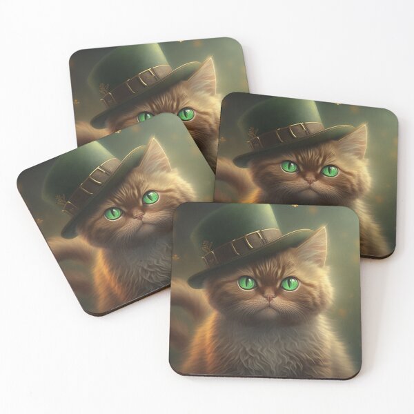 Item preview, Orange st patricks day cat wearing green hat designed and sold by NxtGenArt.