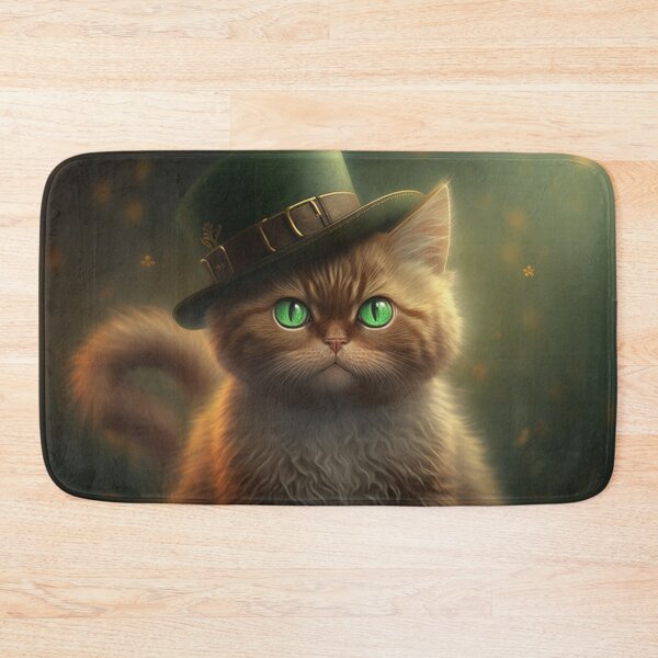 Item preview, Orange st patricks day cat wearing green hat designed and sold by NxtGenArt.