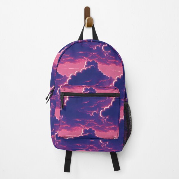 Item preview, Retrowave Cloudy Sky in Purple and Pink - Online Cyberpunk Vector Landscape designed and sold by Fine Prints.