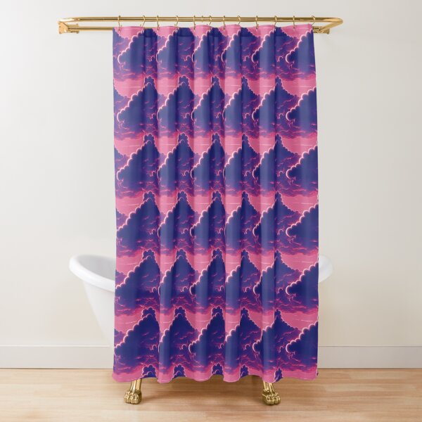 Item preview, Retrowave Cloudy Sky in Purple and Pink - Online Cyberpunk Vector Landscape designed and sold by Fine Prints.