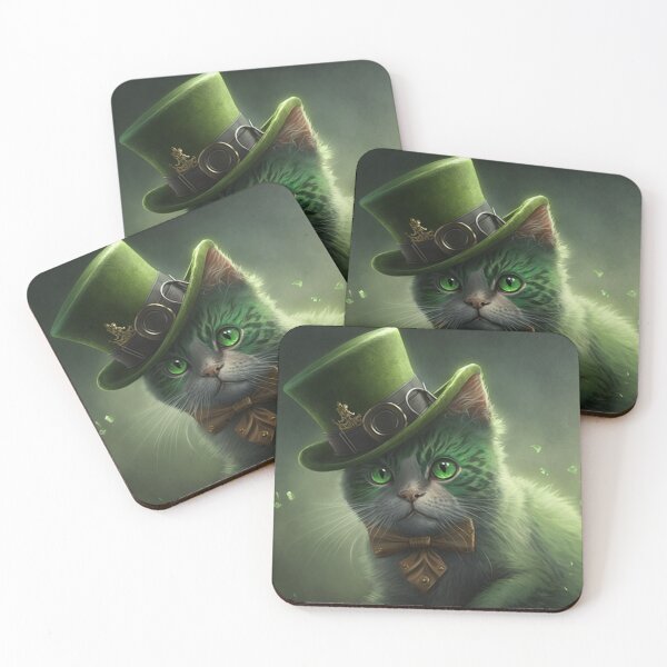 Item preview, Shamrock kitty cat with green hat and bowtie designed and sold by NxtGenArt.