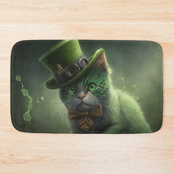Item preview, Shamrock kitty cat with green hat and bowtie designed and sold by NxtGenArt.
