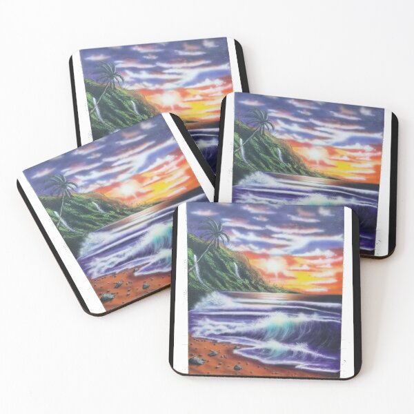 Artikelvorschau, North Shore Hawaiian Sunset - schwarze Grenze entworfen und verkauft von 743Designs.