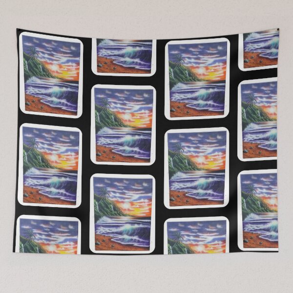 Artikelvorschau, North Shore Hawaiian Sunset - schwarze Grenze entworfen und verkauft von 743Designs.