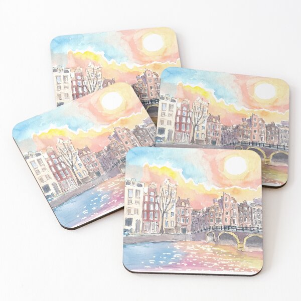Item preview, Amsterdam Torensluis Bridge Canal Scene with Sun and Water designed and sold by artshop77.