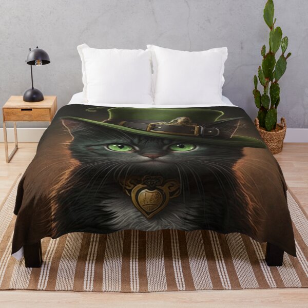 Item preview, St patricks day cat with green intense eyes and green hat designed and sold by NxtGenArt.