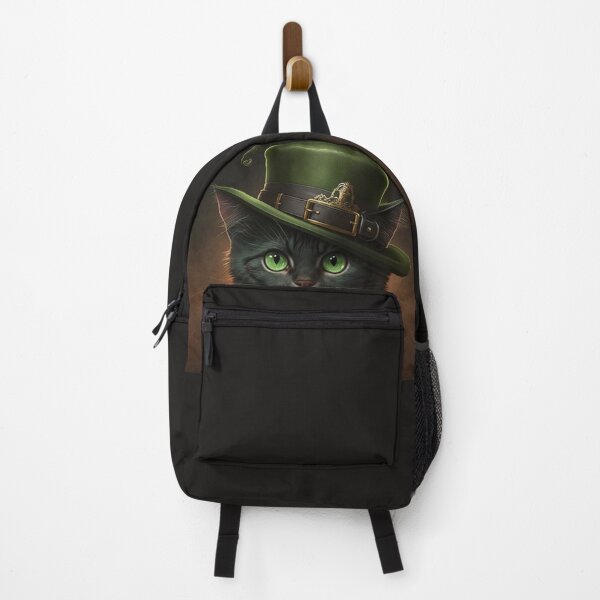 Item preview, St patricks day cat with green intense eyes and green hat designed and sold by NxtGenArt.