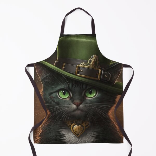 Item preview, St patricks day cat with green intense eyes and green hat designed and sold by NxtGenArt.