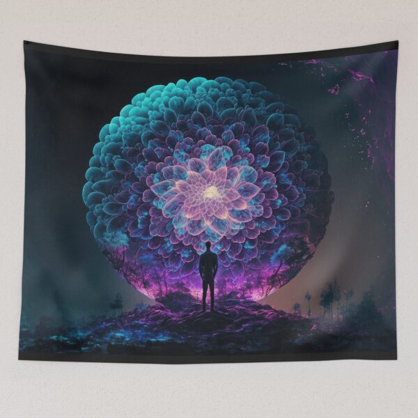 Item preview, Blue and Purple Neon Mandala Artwork designed and sold by AdamesArtStudio.