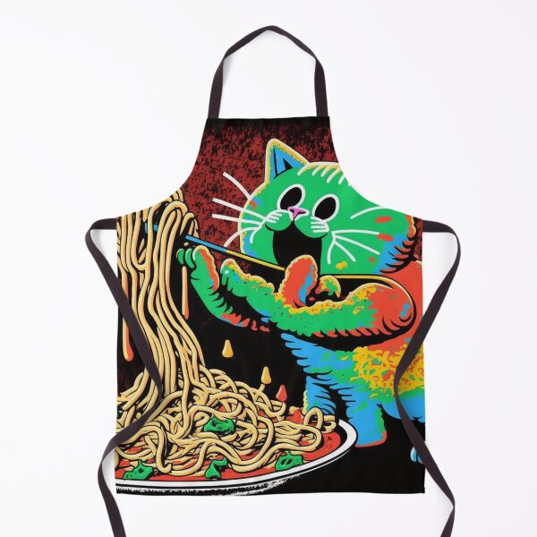 Item preview, Colorful cat eating spaghetti designed and sold by NxtGenArt.
