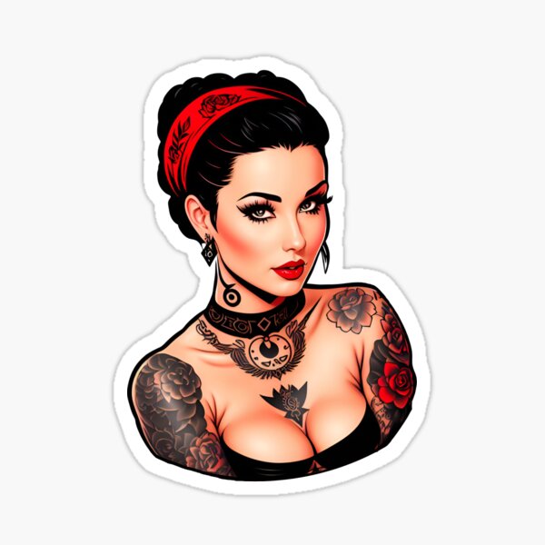 Sexy Alternative Tattooed Girl Sexy Lingerie Design Red - Sexy - Posters  and Art Prints