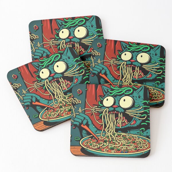 Item preview, Spaghetti eating cat vibrant colorful designed and sold by NxtGenArt.