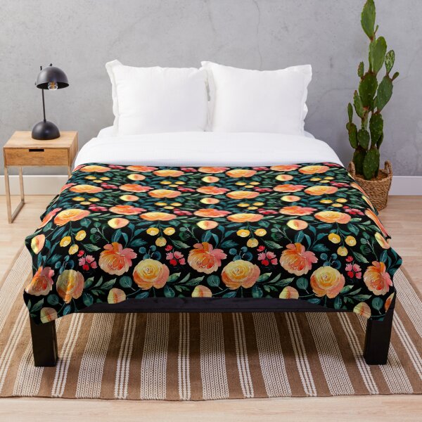 Item preview, Yellow orange roses flowers and leaves water colors pattern designed and sold by Merchnique.
