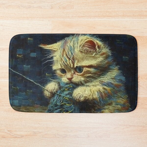 Item preview, Kitten making mess of yarn Vincent van Gogh style designed and sold by BobbyBott.