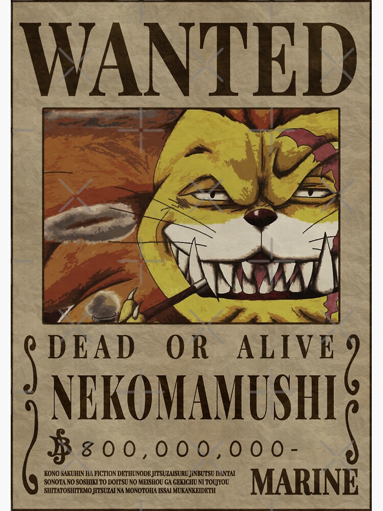 One Piece Nekomamushi Bounty Mink King of Zou Wanted