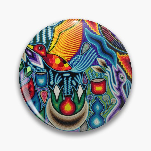 Item preview, Shaman and humming bird - Huichol painting Mexican Wixarika designed and sold by aramara-huichol.