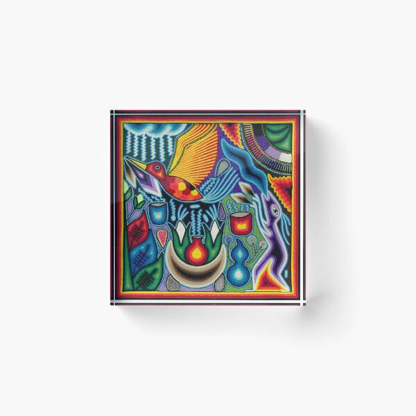 Item preview, Shaman and humming bird - Huichol painting Mexican Wixarika designed and sold by aramara-huichol.