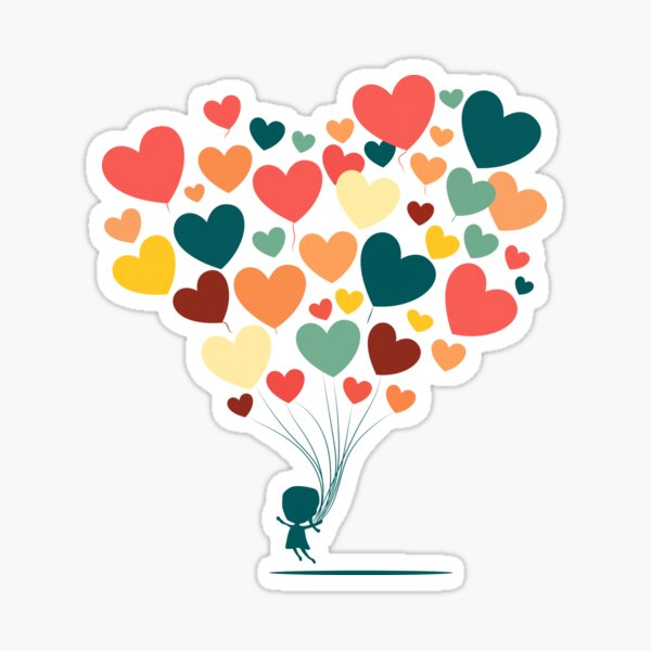 Heart Balloon Sticker - Waterproof Sticker- Mylar Heart Ballon