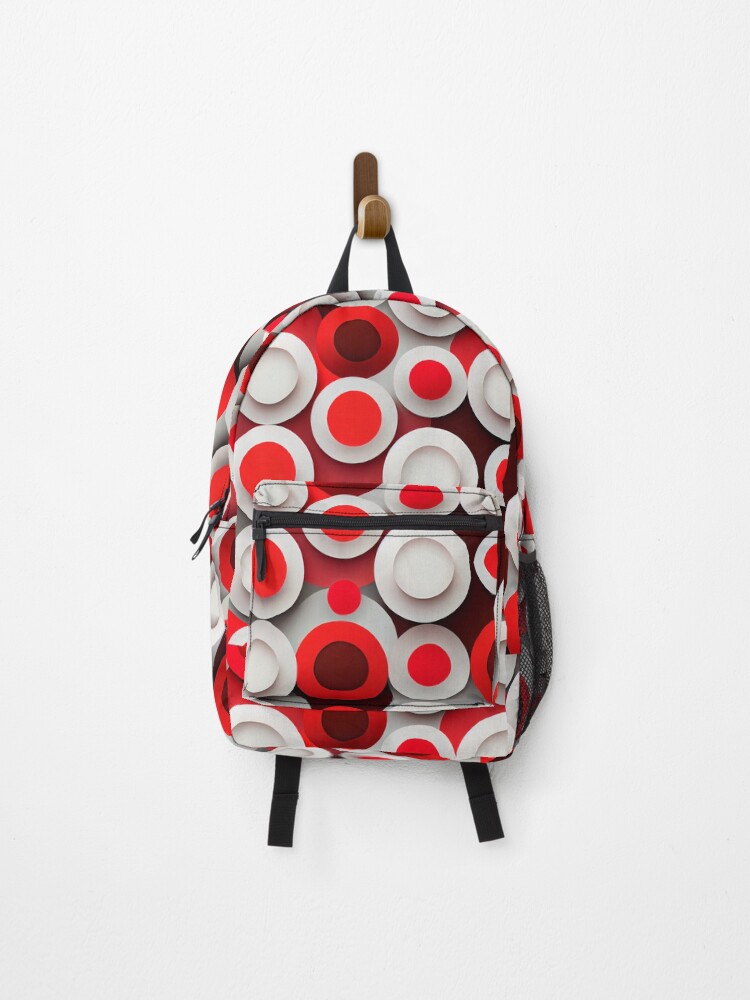 Thumbnail 1 von 3, Rucksack, red geometric circles pattern designt und verkauft von QuikiPatterns.