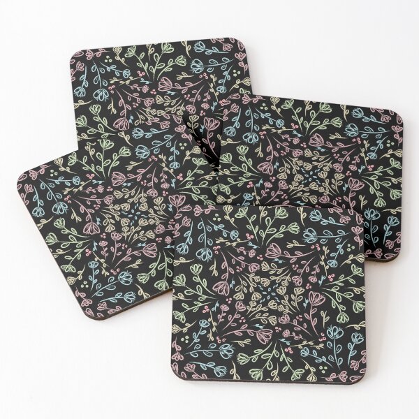 Item preview, Spring Delicate Floral Pattern - black background  designed and sold by AlinaSCorner.