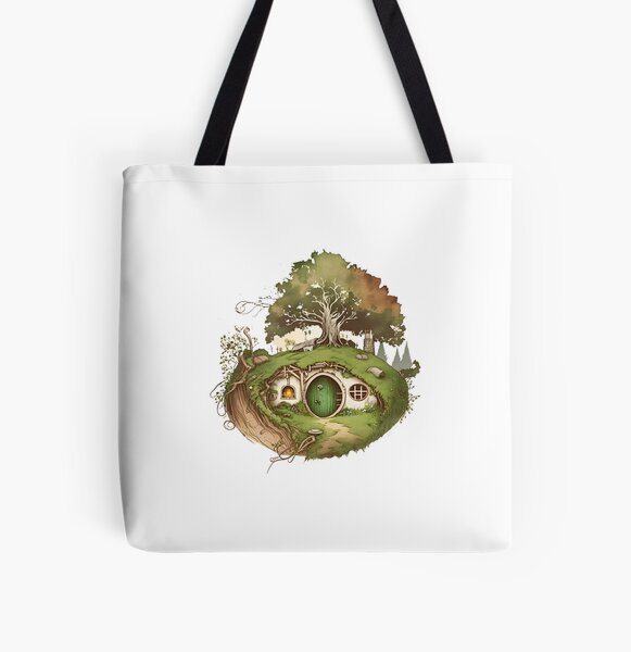 Artikel-Vorschau von Halbling-Heim - Runde Türen - Schwarz - Aquarellkunst - Fantasy, designt und verkauft von Fenay Designs.
