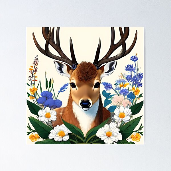 Item preview, Art nouveau deer portrait designed and sold by ChaosEdits.