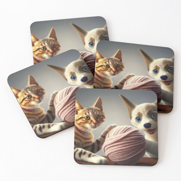 Item preview, Cat and Dog playing wool ball designed and sold by xywy8.
