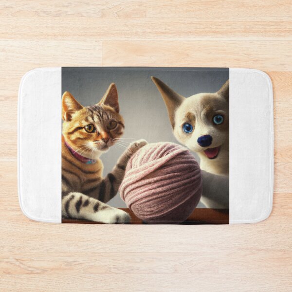 Item preview, Cat and Dog playing wool ball designed and sold by xywy8.