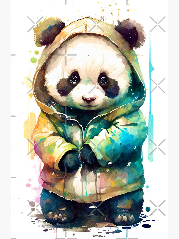 panda chino de acuarela