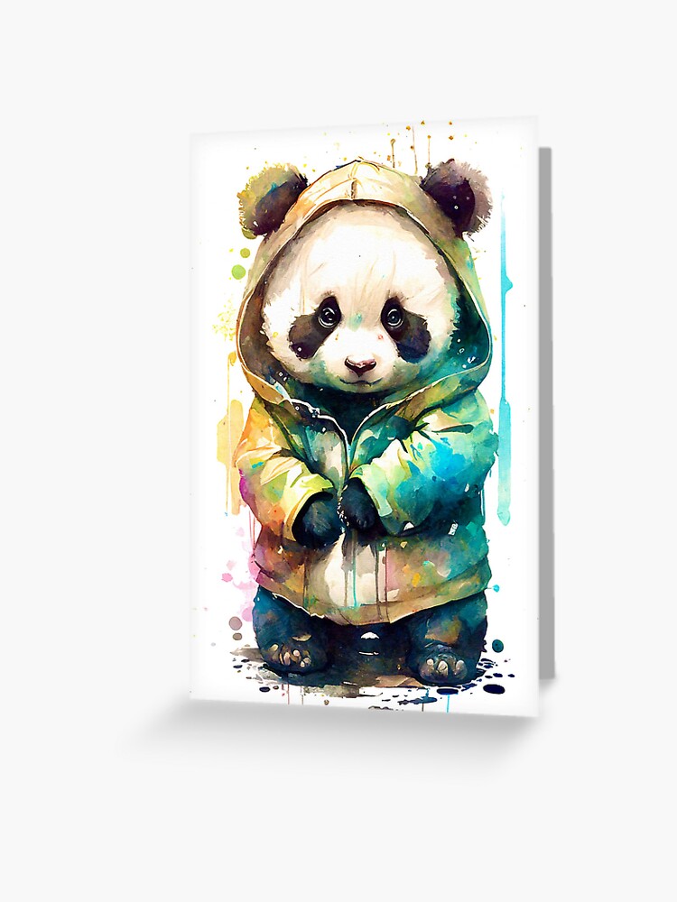 panda chino de acuarela