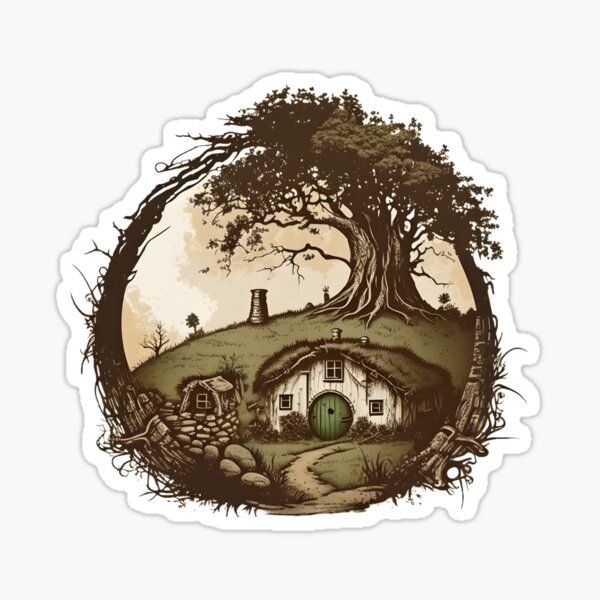 Item preview, Halfling Home - Round Doors - Grey - Watercolor Art - Fantasy designed and sold by Fenay Designs.