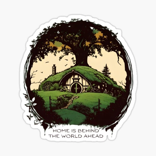 Item preview, Home is Behind, the World Ahead - Halfling Home - Round Doors - Grey - Fantasy designed and sold by Fenay Designs.