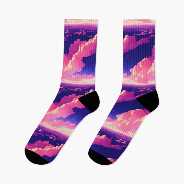 Item preview, Cloudy Sky in Yellow, Pink and Purple - Online Cyberpunk Vector Landscape designed and sold by Fine Prints.