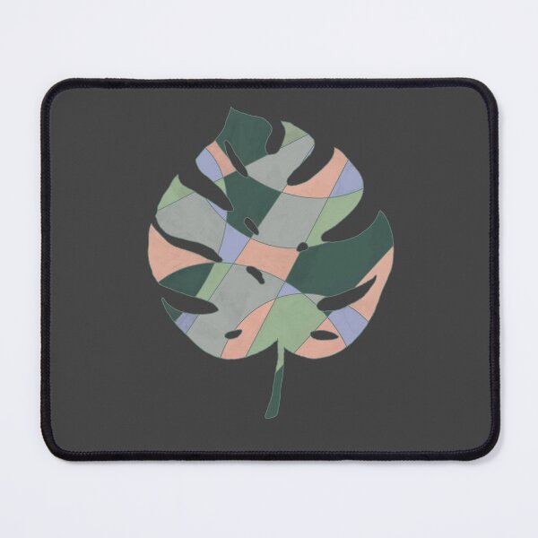 Item preview, Monstera leaf with colored areas in sage green, green, light blue, gray on anthracite designed and sold by Ninaeva.