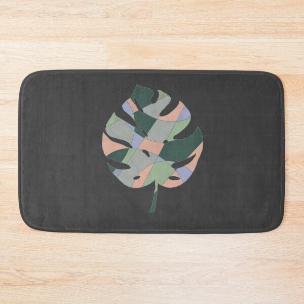 Item preview, Monstera leaf with colored areas in sage green, green, light blue, gray on anthracite designed and sold by Ninaeva.