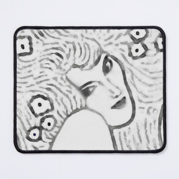 Item preview, Gustav Klimt White and Grey Woman with Flowers in Her Long Hair Beethoven Friese Painting Monochromatic Modern Edit by Veda Graphic Abstract designed and sold by kattakitty.