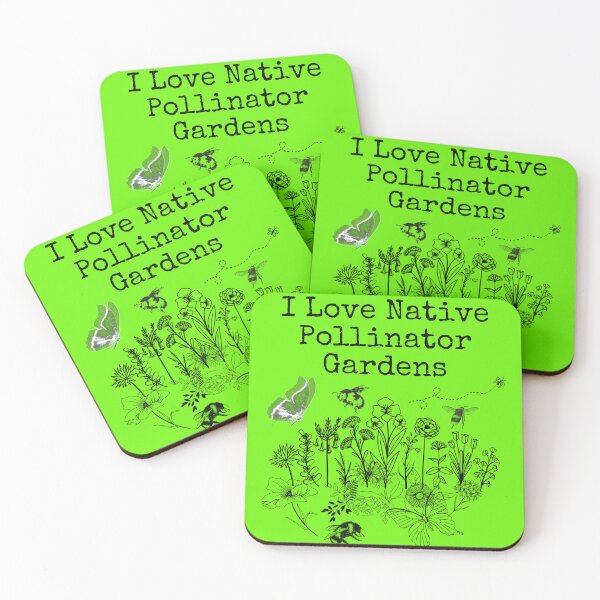 Item preview, I Love Native Pollinator Gardens Line Drawing Design designed and sold by EarthArtDesigns.