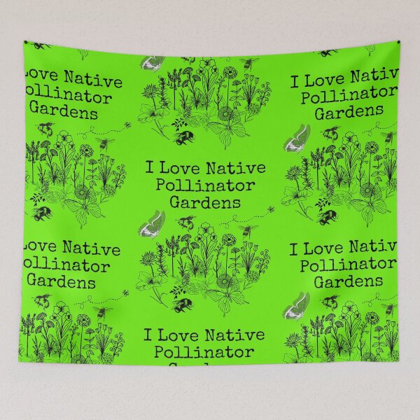 Item preview, I Love Native Pollinator Gardens Line Drawing Design designed and sold by EarthArtDesigns.